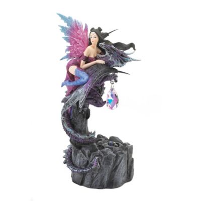 Zingz Home Light-Up Fairy and Dragon Figurine, 4.5 in. x 4 in. x 7.75 in.