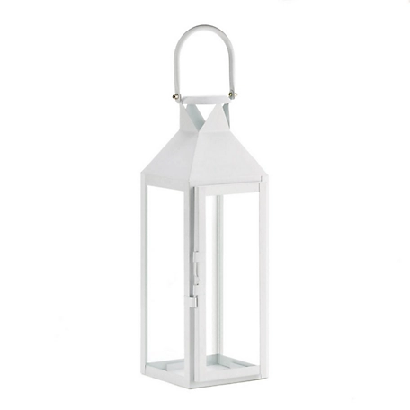 Design Imports White Manhattan Candle Lantern