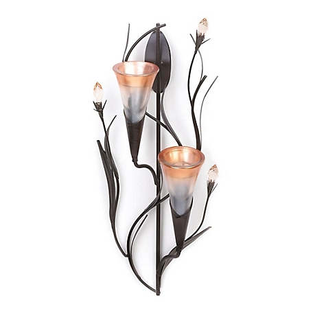 Design Imports Dawn Lilies Candle Wall Sconce, 4504606V