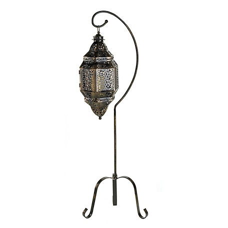Design Imports Moroccan Candle Lantern and Stand, 11.25 in. x 13.25 in. x 41.25 in.