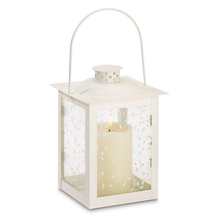 Design Imports Large White Lantern, 5.75 in. x 5.75 in. x 8 in.