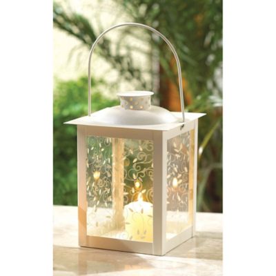 Image showing  Large White Lantern, 5.75 in. x 5.75 in. x 8 in.