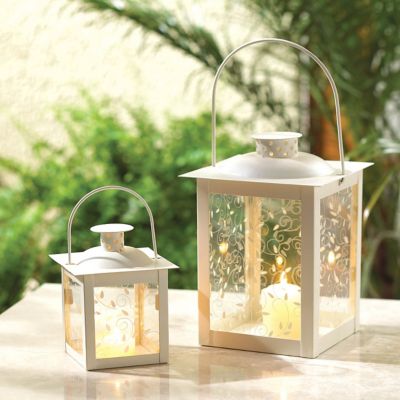 Image showing  Large White Lantern, 5.75 in. x 5.75 in. x 8 in.