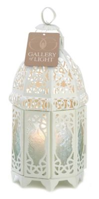 Image showing  White Lattice Lantern, 5 in. x 5 in. x 12 in.