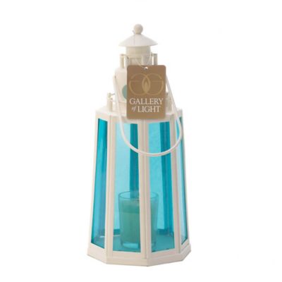 Image showing  10 in. Lighthouse Candle Lamp, Ocean Blue