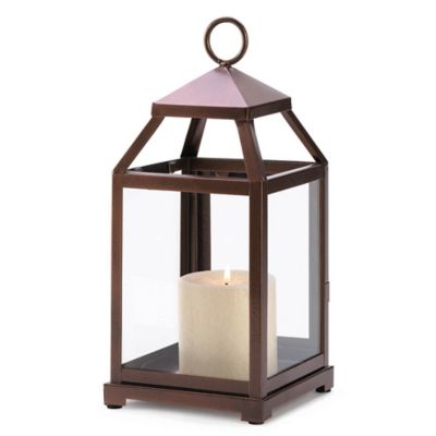 Zingz Home Bronze Contemporary Candle Lantern, 5.5 in. x 5.75 in. x 12 in.