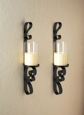 Image showing  17.5 in. Ornate Candle Sconce Duo