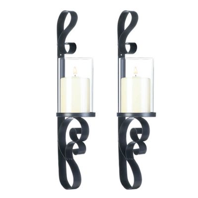Image showing  17.5 in. Ornate Candle Sconce Duo