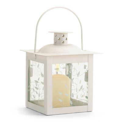 Design Imports Small White Lantern, 4 in. x 4 in. x 4.75 in.