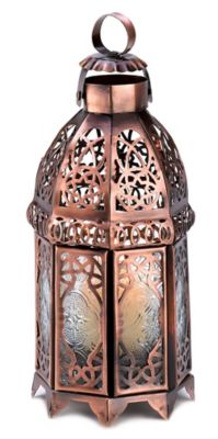 Design Imports Copper Moroccan Candle Lamp, 4 in. x 4 in. x 9.5 in.