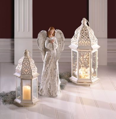 Image showing  Sublime Distressed White Lantern, 5.75 in. x 5 in. x 12 in.