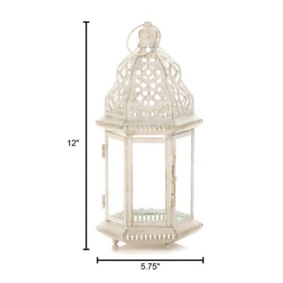 Image showing  Sublime Distressed White Lantern, 5.75 in. x 5 in. x 12 in.