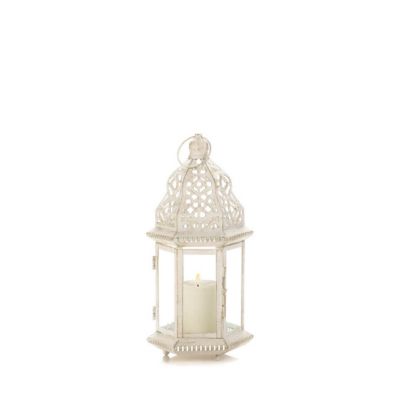 Image showing  Sublime Distressed White Lantern, 5.75 in. x 5 in. x 12 in.