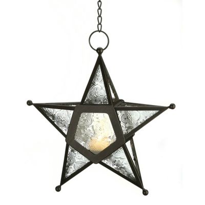 Design Imports Clear Glass Star Lantern, Iron