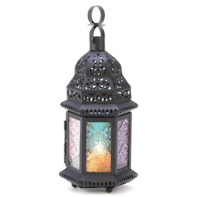 Zingz Home Magic Rainbow Moroccan Lantern, 4.5 in. x 3.75 in. x 10.25 in.