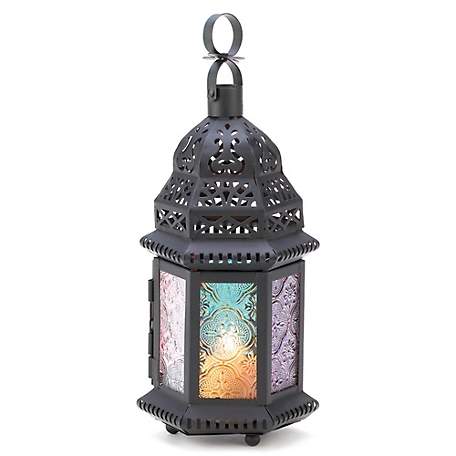 Design Imports Magic Rainbow Moroccan Lantern, 4.5 in. x 3.75 in. x 10.25 in.