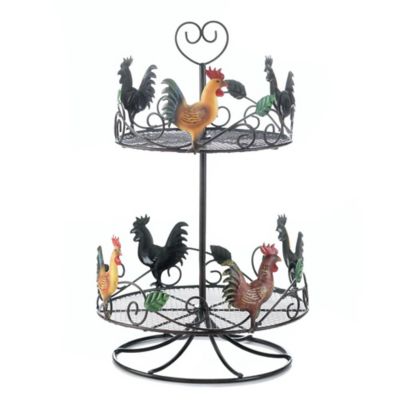 Design Imports 2-Tier Rooster Countertop Basket Shelf Rack