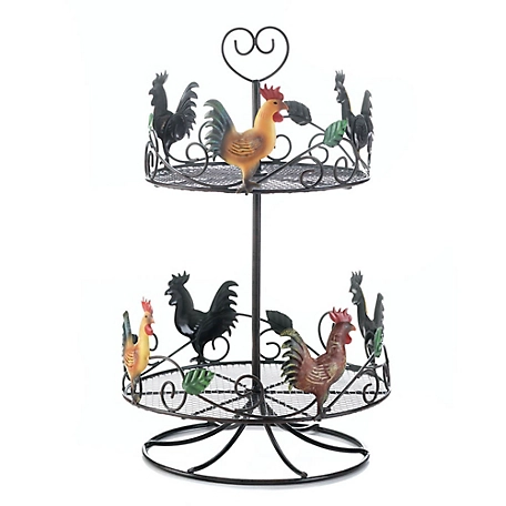 Design Imports 2-Tier Rooster Countertop Basket Shelf Rack