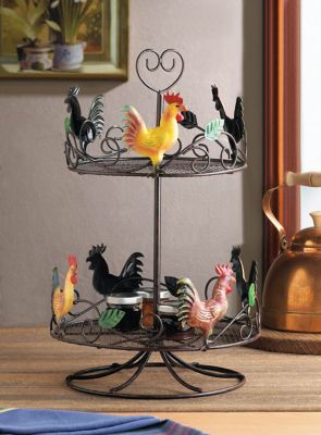 Image showing  2-Tier Rooster Countertop Basket Shelf Rack