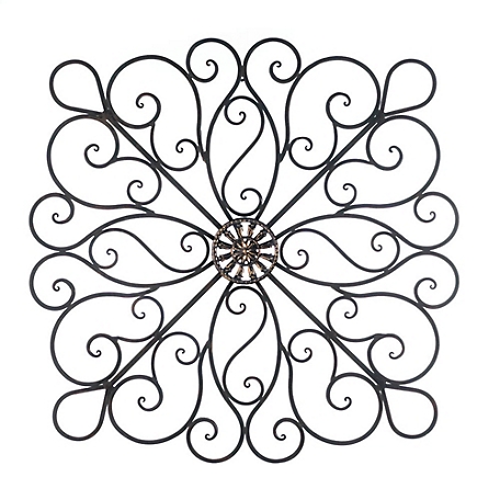 Design Imports Iron Scrollwork Wall Decor, 36.37 in. x 1.5 in. x 36.37 in.