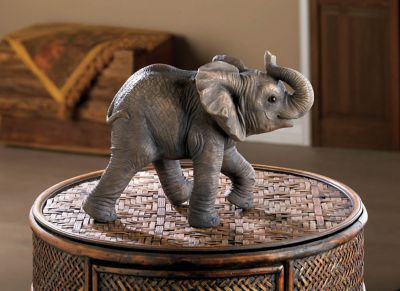 Image showing  Large Golden Elephant Figure, 5.5 in. x 10 in. x 7.5 in.