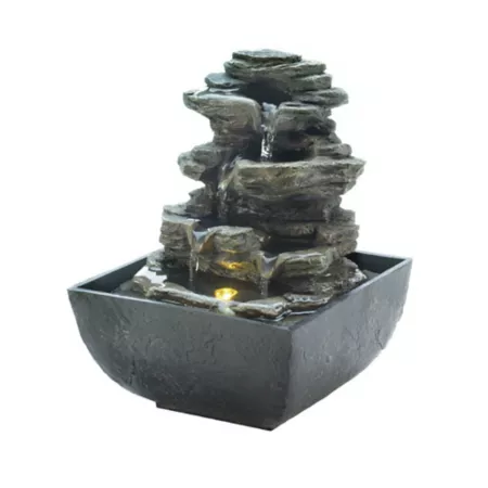 Design Imports Tiered Tabletop Water Fountain with Pump Fountains