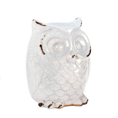 Design Imports Distressed White Owl Figurine, 4.62 in. x 4.75 in. x 6.5 in., 1.4 lb.