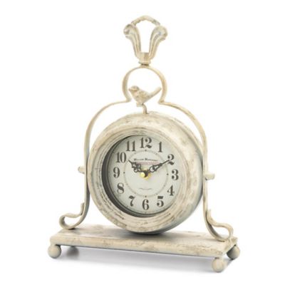 Zingz Home Vintage Tabletop Clock, 12.5 in., White