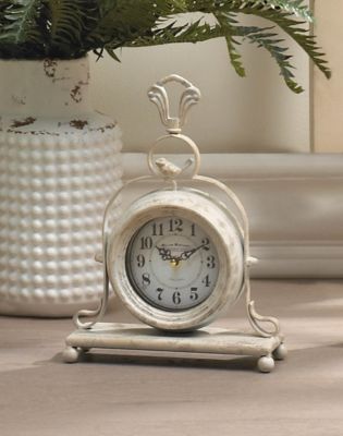 Image showing  Vintage Tabletop Clock, 12.5 in., White