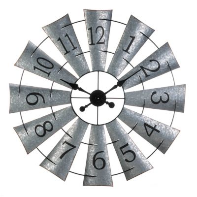 Design Imports Galvanized Windmill Wall Clock, 33 in. x 2 in. x 33 in.