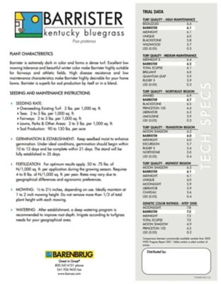 Image showing  50 lb. 25,000 sq. ft. Barrister Kentucky Bluegrass Seed