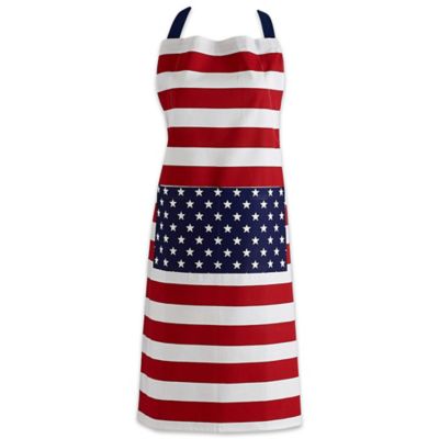 Zingz & Thingz Stars and Stripes Chino Chef Apron This apron fit me perfectly and has a small metal loop that securely holds the apron in place