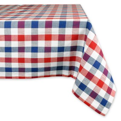 Image showing  Red White and Blue Checkered Tablecloth