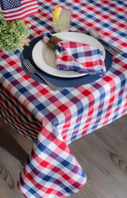 Image showing  Red White and Blue Checkered Tablecloth