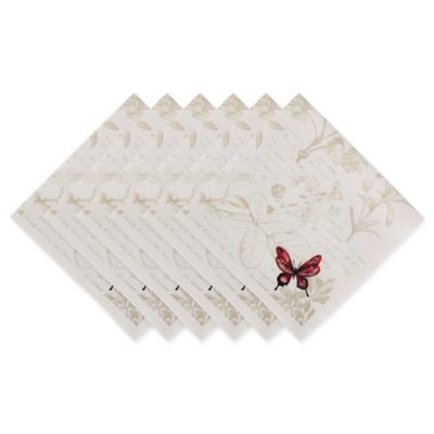 DII Botanical Butterfly Print Kitchen Napkin, 6 Pieces