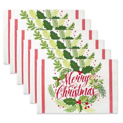 DII Merry Christmas Print Cotton Place Mat, 13 in. x 19 in.