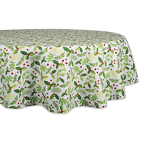 Zingz & Thingz Round Boughs of Holly Print Tablecloth, 70 in.