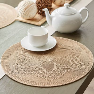 Image showing 1 th DII Floral Woven Round Place Mats, 6 pc.