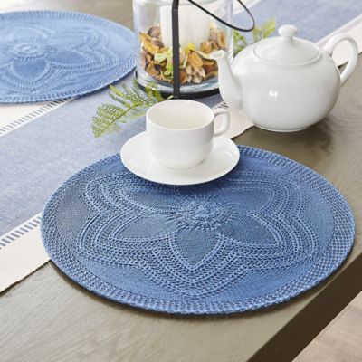 Image showing  Floral Woven Round Place Mats, 6 pc.