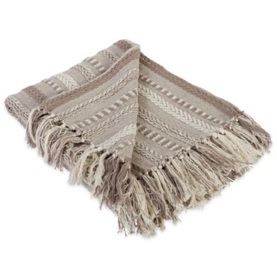 Zingz & Thingz Cotton Stone Braided Striped Throw Blanket