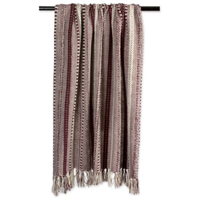 Image showing  Cotton Braided Striped Throw Blanket, 50 in. x 60 in., Blackberry