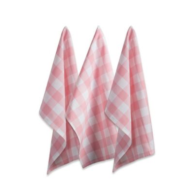 Zingz & Thingz Pink Buffalo Check Dish Towel Set, 20 in. x 30 in., 3 pc.