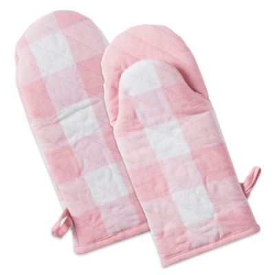 Zingz & Thingz Pink Buffalo Check Oven Mitts, 2 pc.