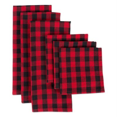 DII Tango Red Logger Check Dish Towel and Dishcloth Set, 6 pc.