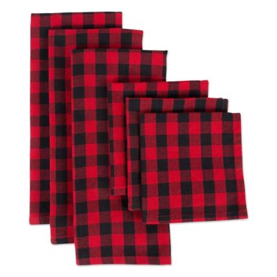 Zingz & Thingz Tango Red Logger Check Dish Towel and Dishcloth Set, 6 pc.