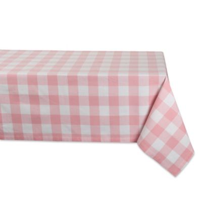 Design Imports Pink Buffalo Check Tablecloth