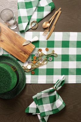 Image showing  Shamrock Green Buffalo Check Table Runner, 14 in. x 72 in., For Tables that Seat 4-6 People