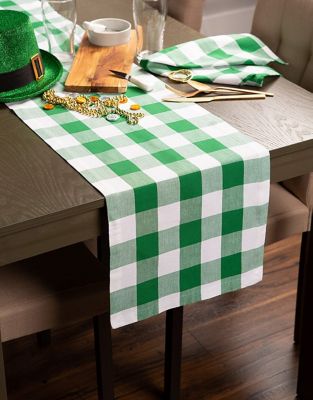 Image showing  Shamrock Green Buffalo Check Table Runner, 14 in. x 72 in., For Tables that Seat 4-6 People