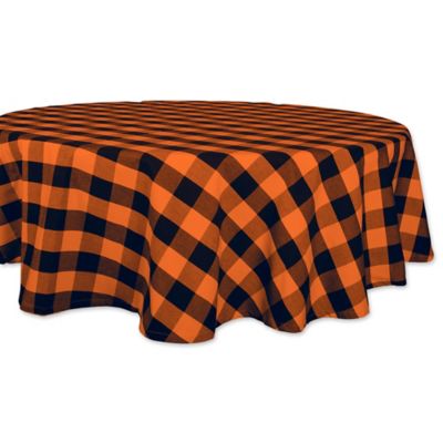 Zingz & Thingz Buffalo Checkered Round Tablecloth, Orange