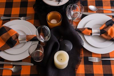 Image showing  Buffalo Checkered Round Tablecloth, Orange